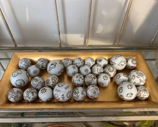 Pottery Barn Tray + Decorative Ceramic Balls