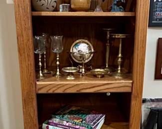 Lighted Oak Display Shelf w/ Cabinet