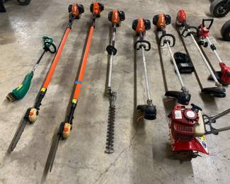 Echo PPT-280 Telescoping Pole Saw Power Pruner Extendable Pole. Good working condition                                                      ECHO Gas-Powered Hedge Trimmer: 3 in Cutting Wd, 21 in Blade Lg, Double-Sided Blade, 2-Cycle Good working condition   