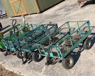 Several Steel Folding Yard Carts