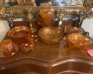 Magnolia Leah carnival Glass