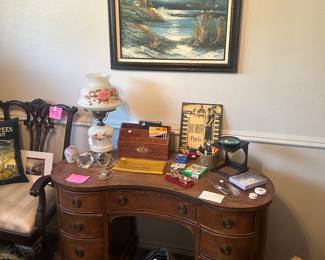 Antique kidney shaped writing desk