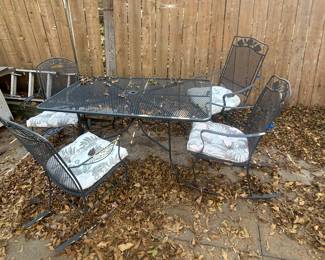 Wrought iron rockers and table