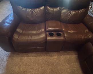 Leather reclining loveseat
