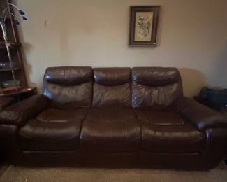 Leather reclining sofa