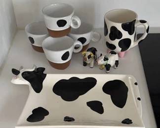 Cow Mugs, Platter & Shakers