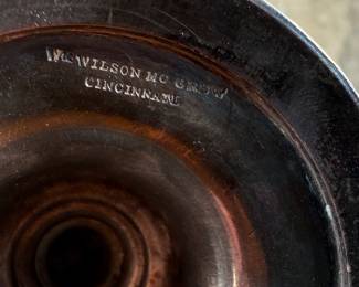 This lot features a 1873 birth commemorative sterling silver footed cup retailed by Ohio jeweler & silversmith, William Wilson McGrew (1833-1893). This silver cup was made to commemorate the birth of Nathaniel Foster Wilshire, son of George Wilshire who was a railroad and business tycoon. This cup measures, 5.25” H x 2.75” W x 4” D with a total approx. weight of 176.61 grams. Maker marks present underneath as shown in photos.