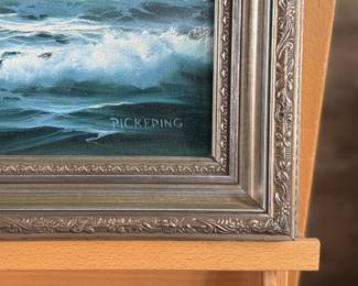 "Summer Green", an original oil on canvas by listed artist, Byron Pickering. Signed lower right, and titled/signed on the verso circa 1975. This original by Pickering measures in frame, 16.5” H x 20.5” W.