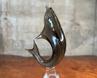 "Dolphin", a beautiful Murano glass sculpture in very good condition that measures, 14.5” H x 7.5” W x 4” D.