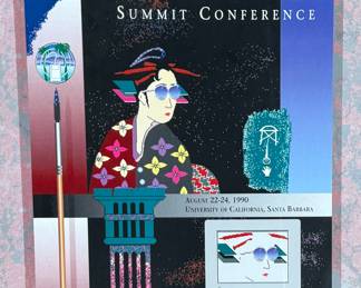 This lot features a rare original poster from the First Annual Macintosh Summit Conference, held at the University of California, Santa Barbara in 1990. Professionally framed and measures in frame, 29” H x 22” W. The event focused on the Apple Macintosh platform, a topic also covered by other events like the long-running Macworld Expo.