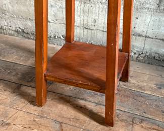 This lot features a modern three-tier shelving unit that measures, 60” H x 15” W x 15” D.