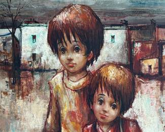 “Keane”, an original work of art by listed artist, A. Guerlain. Signed lower right and measures in frame, 44” H x 32” W.