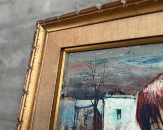 “Keane”, an original work of art by listed artist, A. Guerlain. Signed lower right and measures in frame, 44” H x 32” W.