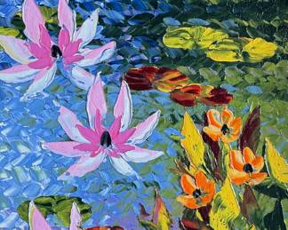 “Flowering Pond”, a limited edition signed giclee in color with hand-embellishment by listed artist, Alexandre Renoir. Professionally framed by Park West Gallery and accompanied with a certificate of authenticity. Measures in frame, 29” H x 25” W. Alexandre Renoir is a French-born artist who paints in a contemporary impressionist style. He is the great-grandson of Pierre-Auguste Renoir.