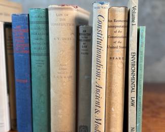 This lot features a collection of antique and vintage books, primarily on various types of law.