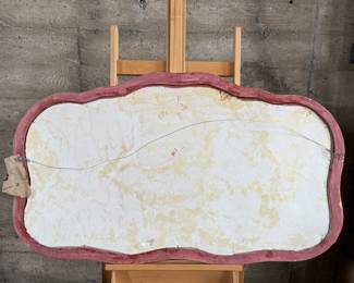 This lot features a large framed Aubusson tapestry cartoon that appears to be hand-painted on canvas in a stunning antique frame. This piece measures in frame, 31” H x 52” W.