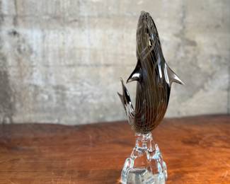 "Dolphin", a beautiful Murano glass sculpture in very good condition that measures, 14.5” H x 7.5” W x 4” D.