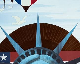 "A New Beginning", an embossed lithograph signed by listed artist, Harry Wysocki. This piece was created in 1986 to celebrate the centennial of the Statue of Liberty. Professionally framed, signed lower right, and measures in frame, 40.5” H x 27.75” W.