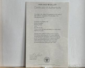 “Flowering Pond”, a limited edition signed giclee in color with hand-embellishment by listed artist, Alexandre Renoir. Professionally framed by Park West Gallery and accompanied with a certificate of authenticity. Measures in frame, 29” H x 25” W. Alexandre Renoir is a French-born artist who paints in a contemporary impressionist style. He is the great-grandson of Pierre-Auguste Renoir.