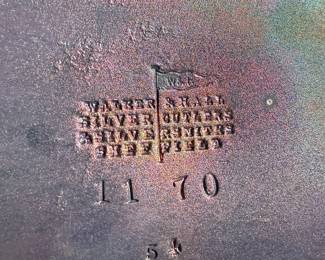 This lot features an antique silver-plated and crystal double pickle castor set, manufactured by Walker & Hall. Maker marks present underneath as shown in photos. Both inserts have minor chipping around the lid. This set measures, 10.25” H x 7.5” W x 4” D.