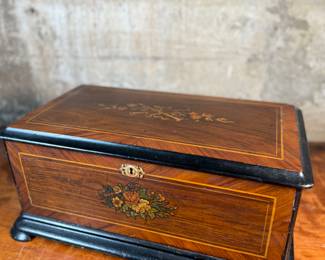This lot features a large 19th century wooden box that measures, 8” H x 18” W x 11” D.