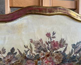This lot features a large framed Aubusson tapestry cartoon that appears to be hand-painted on canvas in a stunning antique frame. This piece measures in frame, 31” H x 52” W.