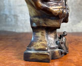 This lot features a large bronze bust depicting Marianne of France. Hollow inside as shown in photos, but quite heavy and well-made. This sculpture measures, 26” H x 16” W x 8” D.