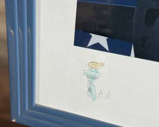 "A New Beginning", an embossed lithograph signed by listed artist, Harry Wysocki. This piece was created in 1986 to celebrate the centennial of the Statue of Liberty. Professionally framed, signed lower right, and measures in frame, 40.5” H x 27.75” W.