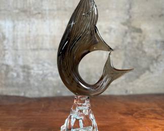"Dolphin", a beautiful Murano glass sculpture in very good condition that measures, 14.5” H x 7.5” W x 4” D.