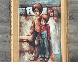“Keane”, an original work of art by listed artist, A. Guerlain. Signed lower right and measures in frame, 44” H x 32” W.