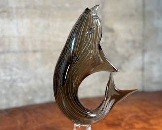 "Dolphin", a beautiful Murano glass sculpture in very good condition that measures, 14.5” H x 7.5” W x 4” D.