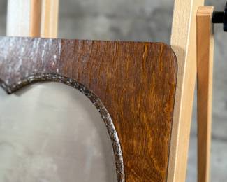 “Cupid Awake”, a rather famous portrait taken by master photographer, M.B. Parkinson held in an incredible quarter-sawn oak frame. This photo measures in frame, 24” H x 20” W. Morris Burke Parkinson was an American photographer, best known for his “Cupid Awake” and “Cupid Asleep” photos, which were supplied in frames produced by the Ohio Art Company circa 1912. Parkinson was born around Buffalo, New York, but moved with his family to Oshkosh, Wisconsin soon after.