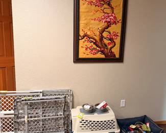 Dog bed, carrier and gates