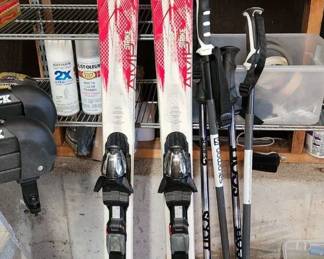 Ski and poles