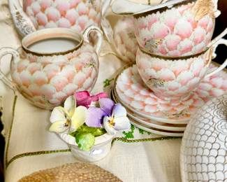 JAPANESE EGG SHELL PORCELAIN TEA SET.