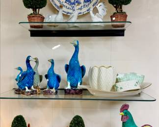 TURQUOISE CLAY DUCKS, ROOSTERS.