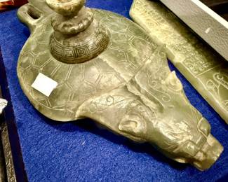 Hard stone oil lamp.