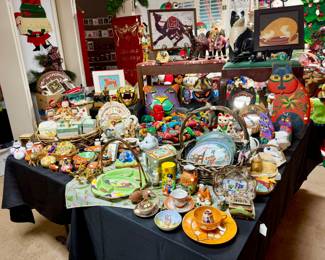 LARGE KIDS ROOM STUFFED FULL! LITERALLY STUFFED! BRIGHT POPS OF COLOR! INDONESIAN CARVED ANIMALS!