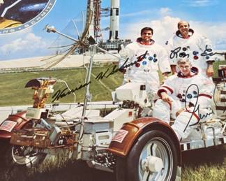 SOME EPHEMERA INCLUDING APOLLO MISSION XVII SIGNED PRINT.