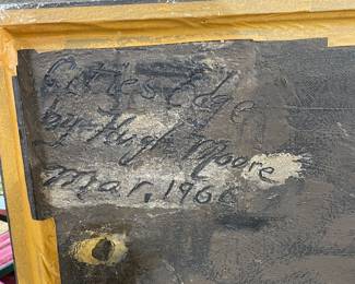 Framed Painting by Local Corpus Christi Artist, Hugh Moore, Titled Corpus Christi "City's Edge" dated March 1966