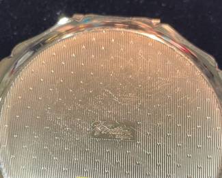 Wedgewood Blue Jasperware Compact by Stratton. Collectible featuring bas-relief design known as "Cupid Asleep" a classical motif.