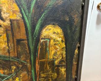 Framed Painting by Local Corpus Christi Artist, Hugh Moore, Titled Corpus Christi "City's Edge" dated March 1966