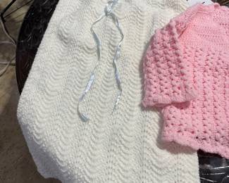 Hand Crocheted/Knitted Baby Blessing/Christening Gown & Sweater