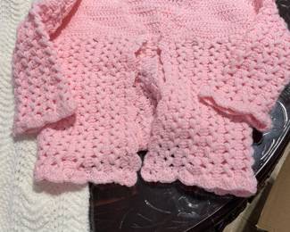 Hand Crocheted/Knitted Baby Blessing/Christening Gown & Sweater