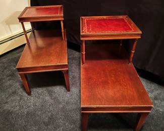 Pair of Leather Top End Tables