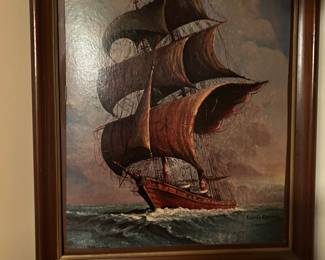 Vintage Ship Painting