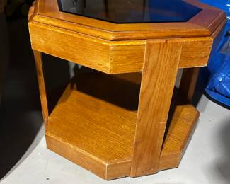 Hex Wood and Glass Table