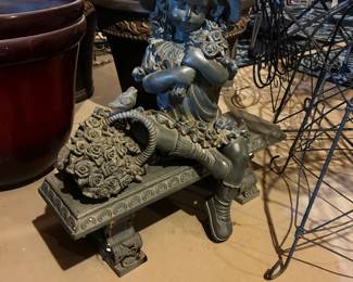 New Garden Statue Girl on Bench