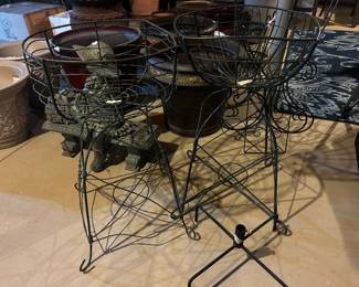 Pair of Tall Metal Planters