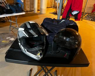 Helmets and Folding Table
